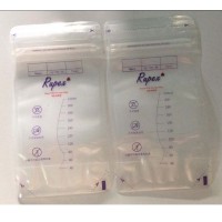 Double zipper bpa free food grade liquid plastic breast milk storage bags